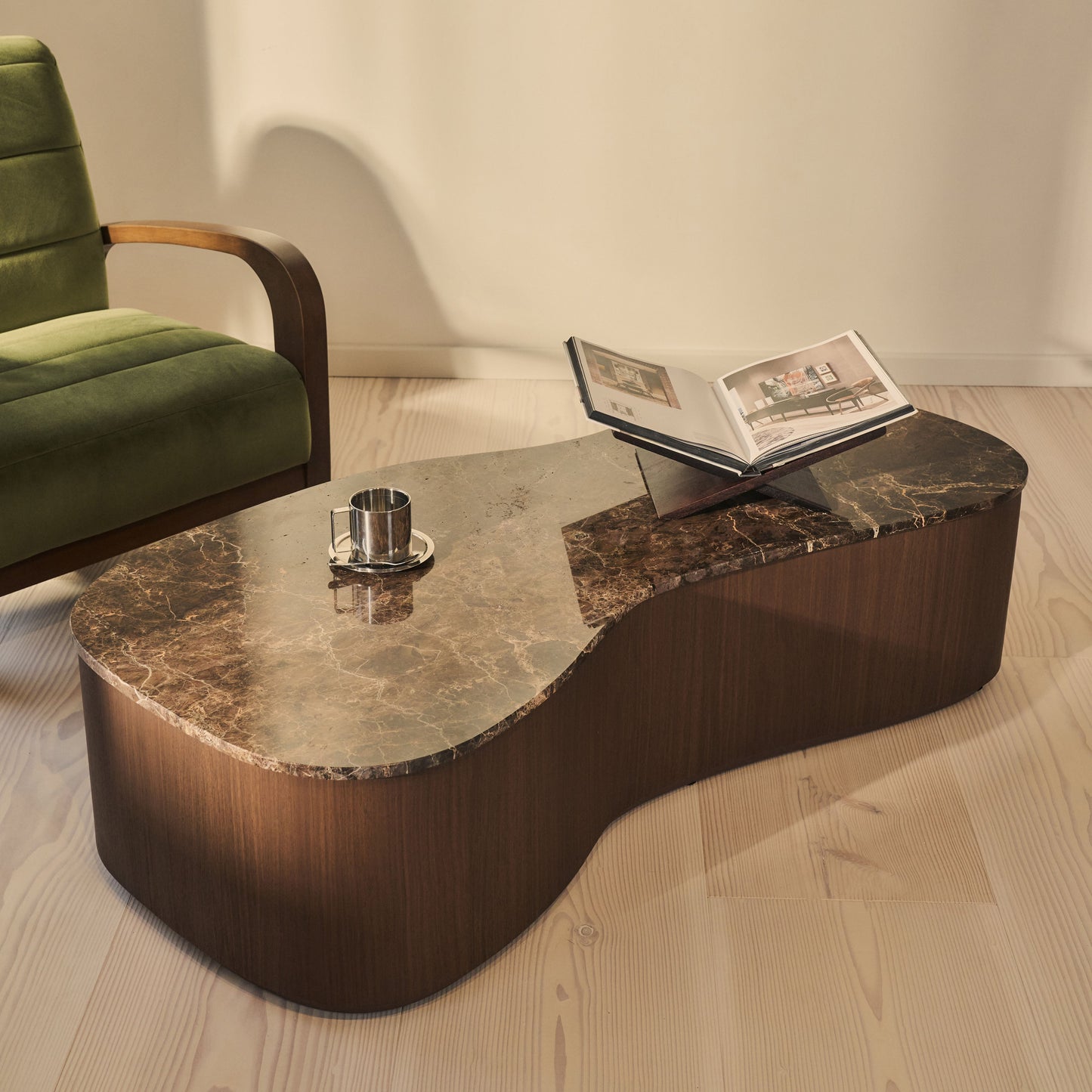 Arlo - Dark Emperador Irregular Dark Wood Premium Extra Large Coffee Table