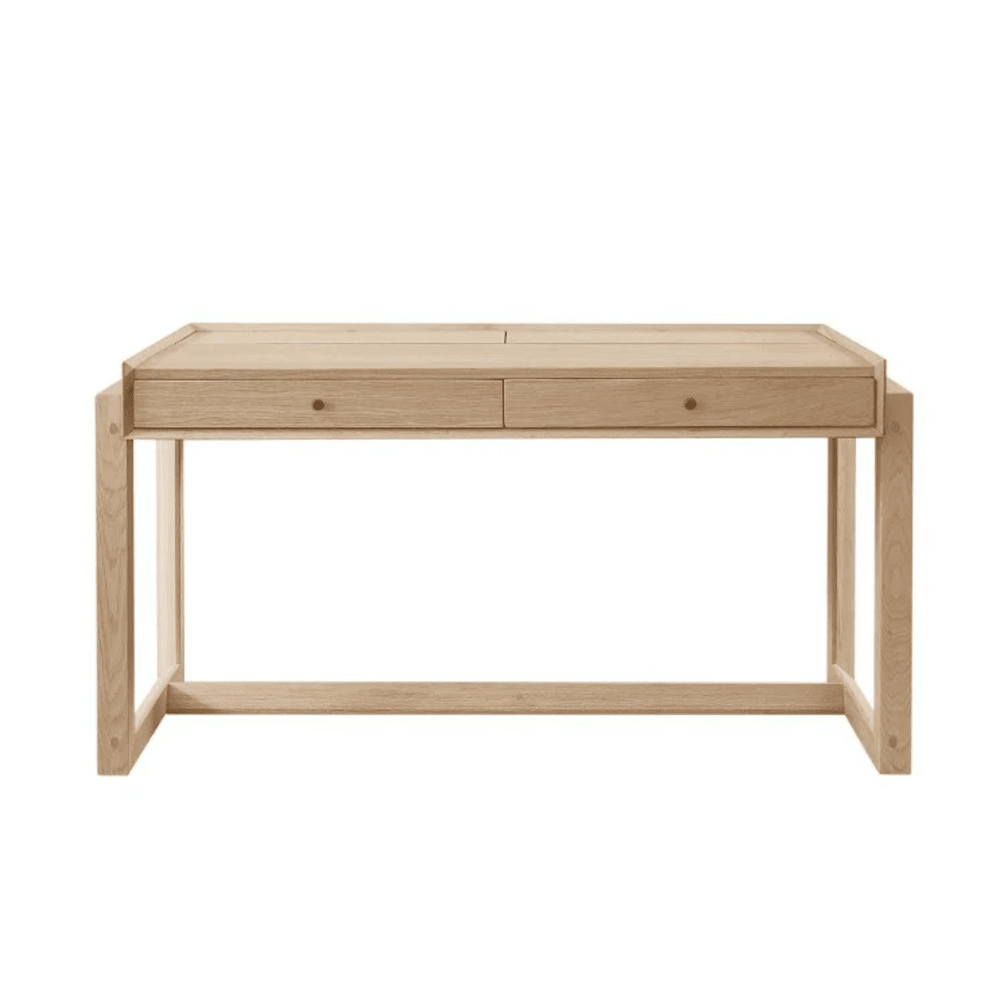 Offset Solid Oak Desk - Oak