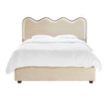Nina Luxury Wave Contrast Piping Upholstered Bed - Cream