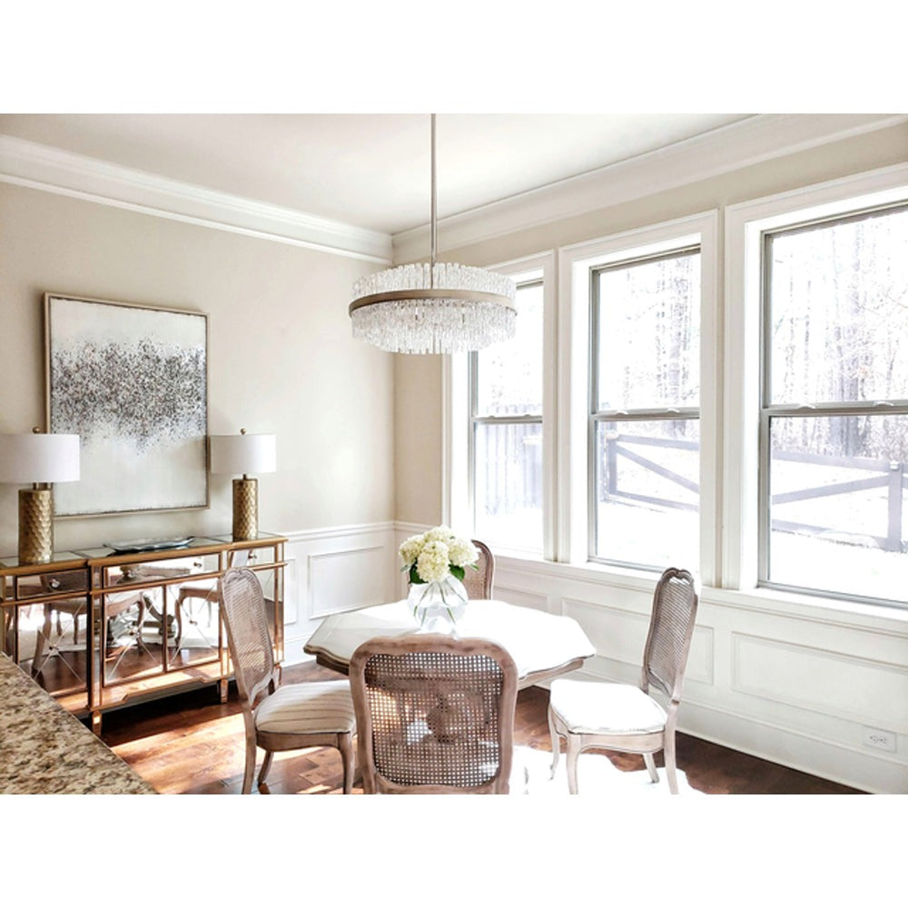 Chime Chandelier - Silver Leaf & Polished Stainless Steel