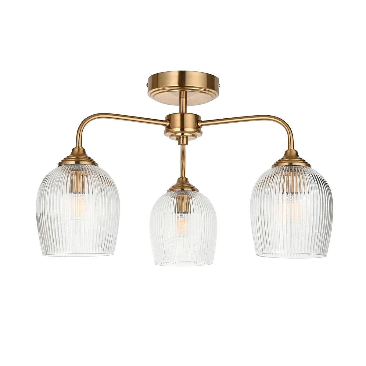 Ashcroft Ribbed Ceiling 3 Light - Brushed Aged Brass