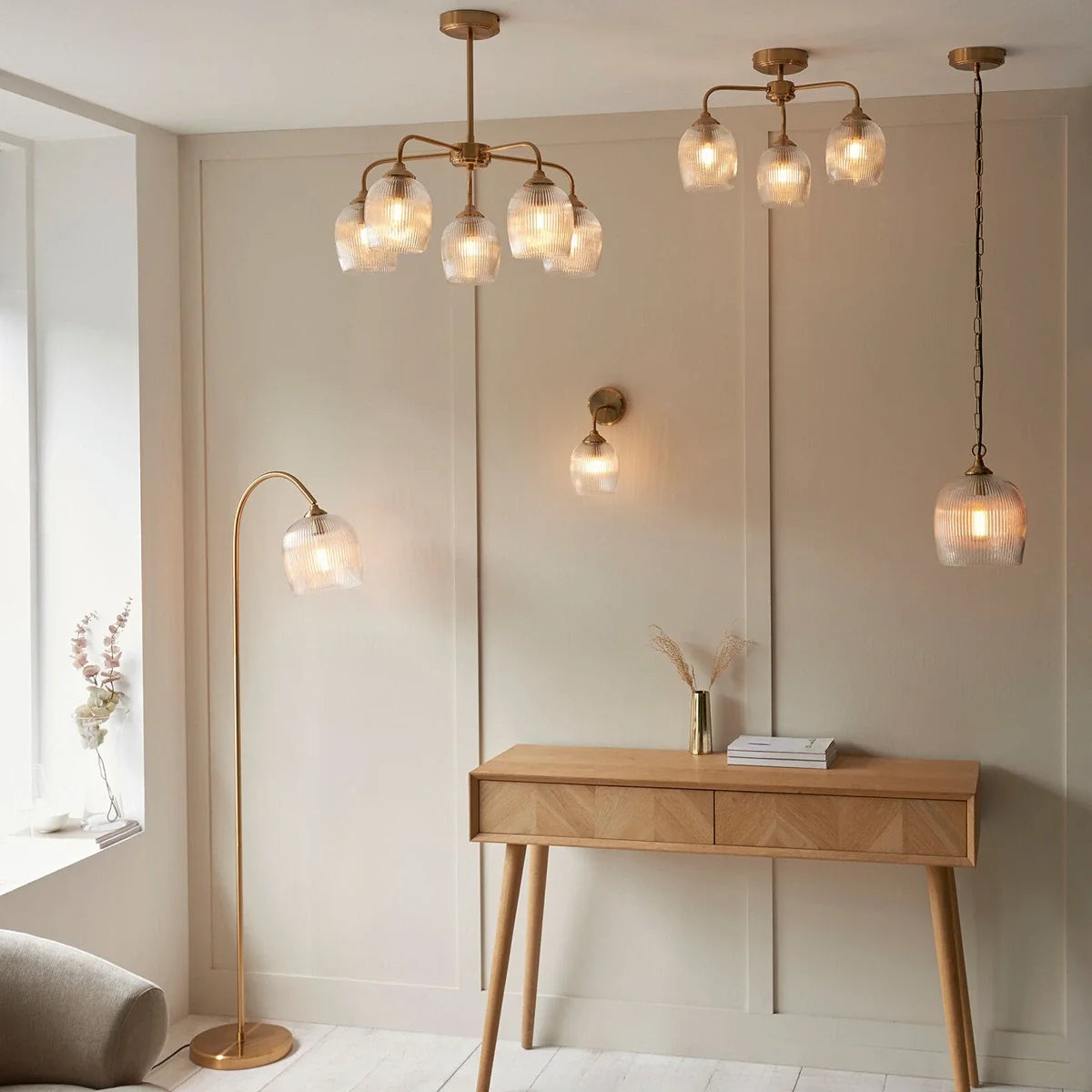 Ashcroft Ribbed 1 Pendant Light - Brushed Aged Brass