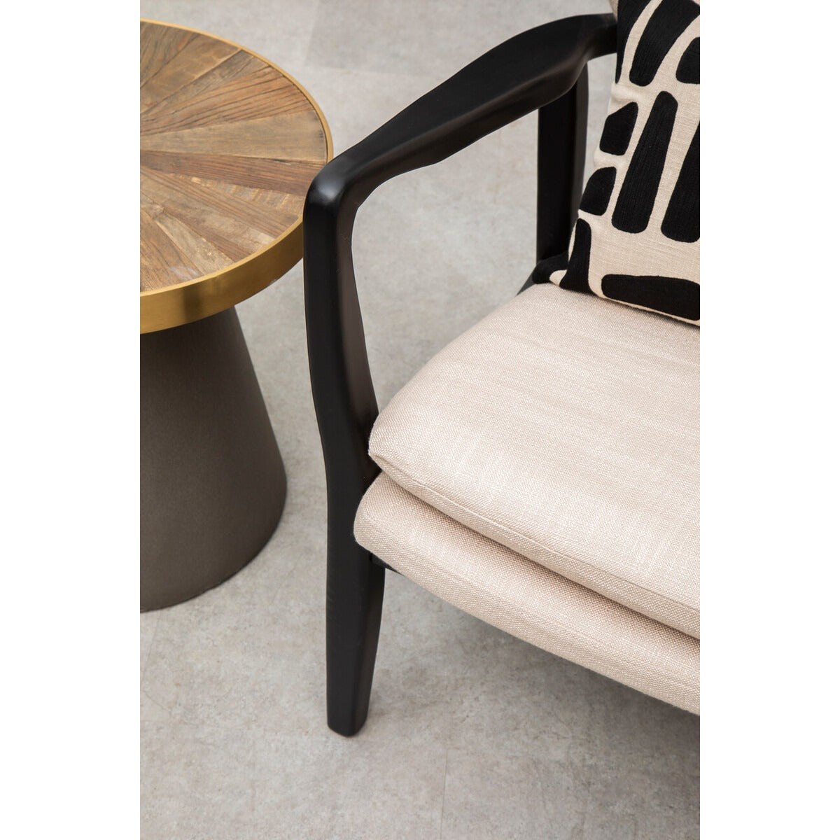 Stockholm Chair - Beige & Black Wooden Frame