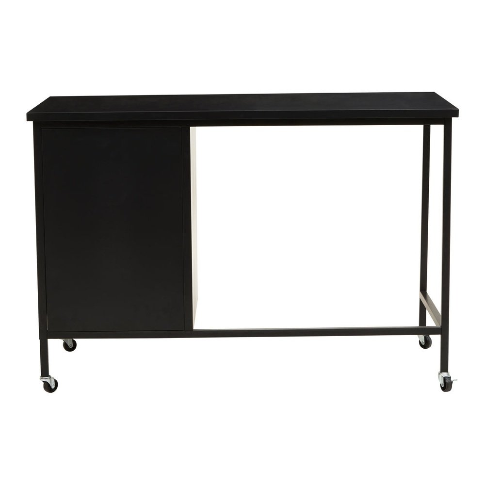 Asher 3 Drawer Metal Desk with Wheels - Black