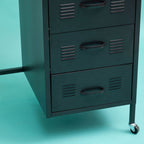 Asher 3 Drawer Metal Desk with Wheels - Black