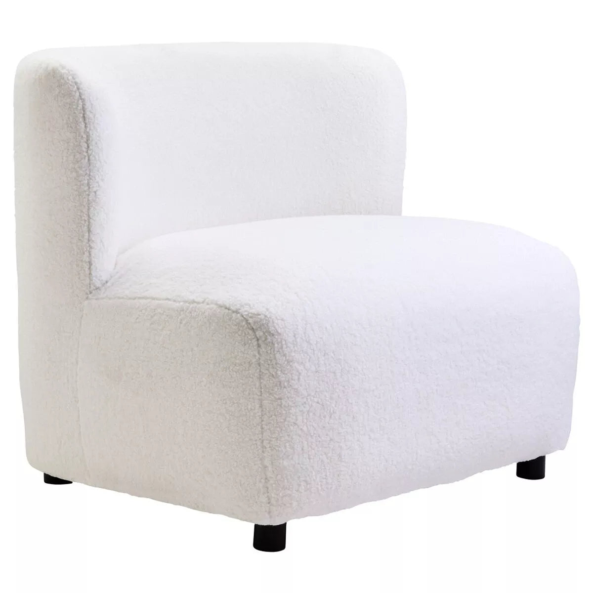 Montreal Boucle Effect Armless Lounge Chair -  Ivory