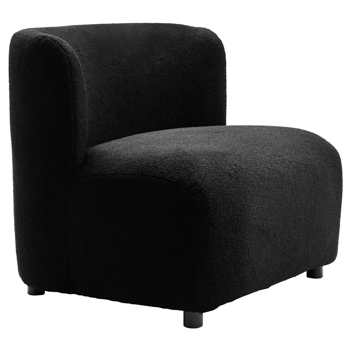 Montreal Boucle Effect Armless Lounge Chair -  Black