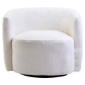 Montreal Boucle Effect Swivel Base Curved Lounge Chair - Ivory