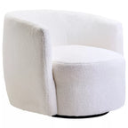 Montreal Boucle Effect Swivel Base Curved Lounge Chair - Ivory