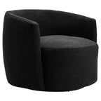 Montreal Boucle Effect Swivel Base Curved Lounge Chair - Black