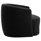 Montreal Boucle Effect Swivel Base Curved Lounge Chair - Black