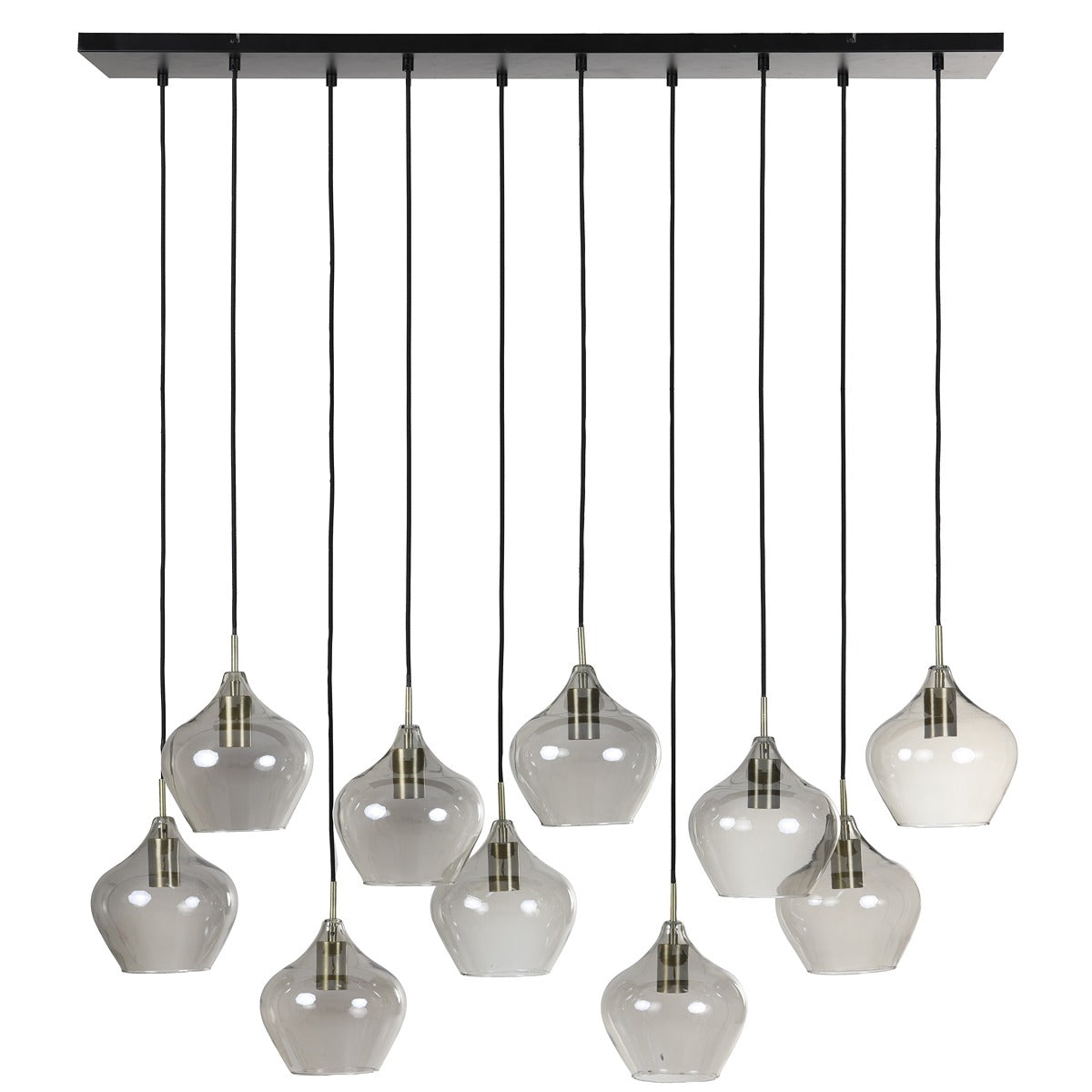 Rakel 10 Pendant Light - Antique Bronze & Smoked Glass