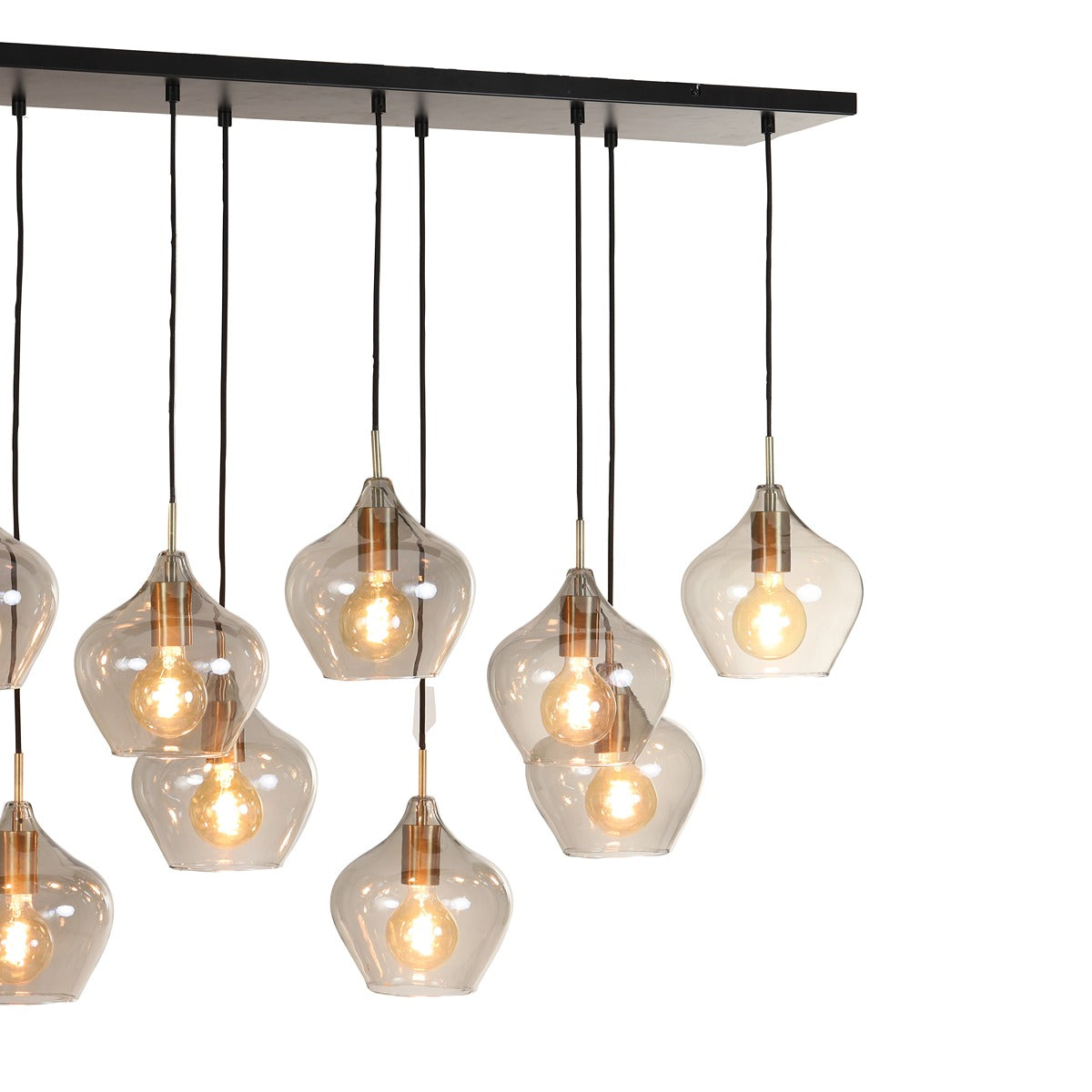 Rakel 10 Pendant Light - Antique Bronze & Smoked Glass