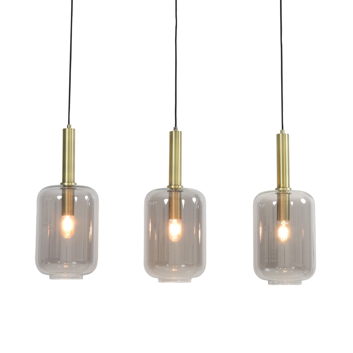 Lekar 3 Light Pendant Light - Antique Bronze & Smoked Glass
