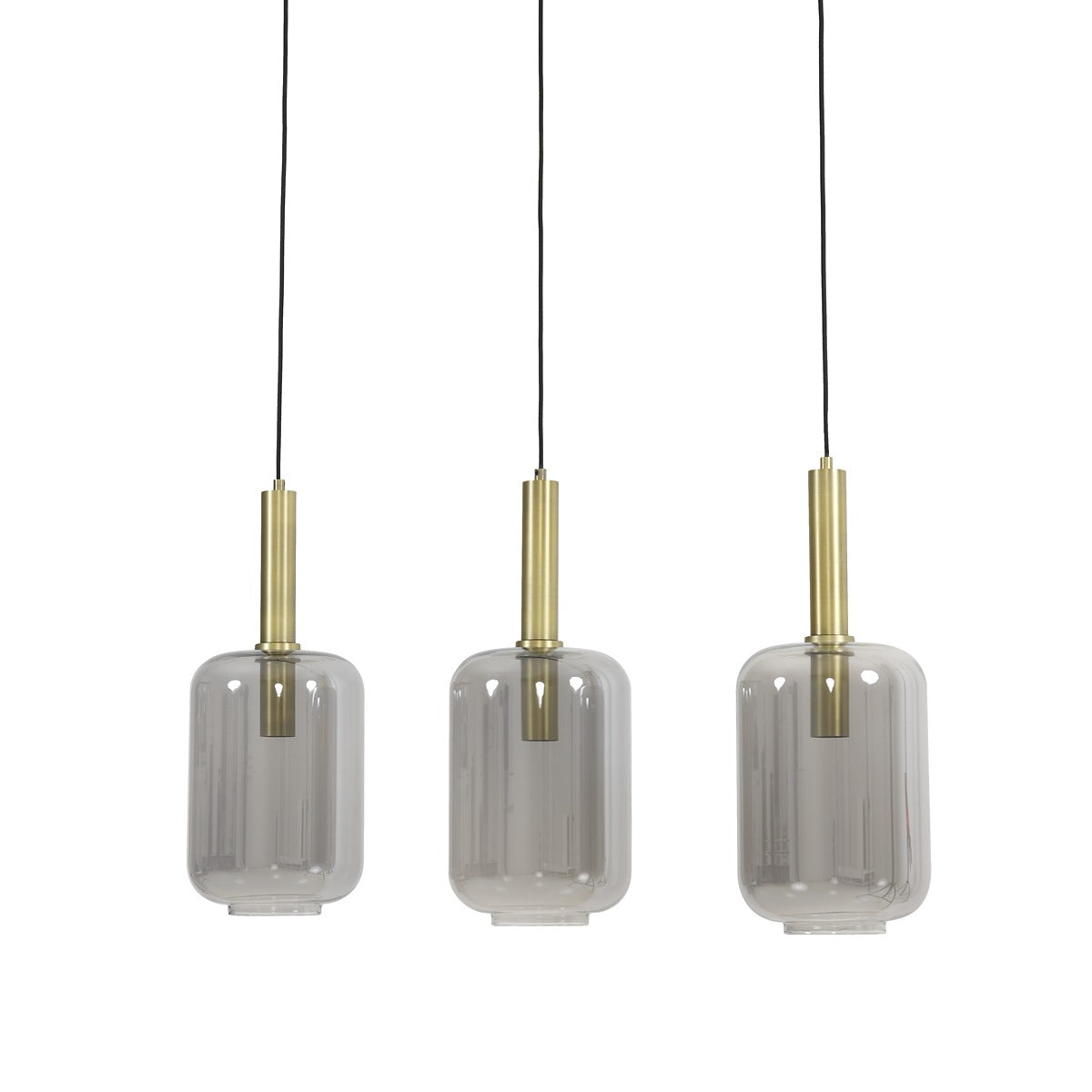 Lekar 3 Light Pendant Light - Antique Bronze & Smoked Glass