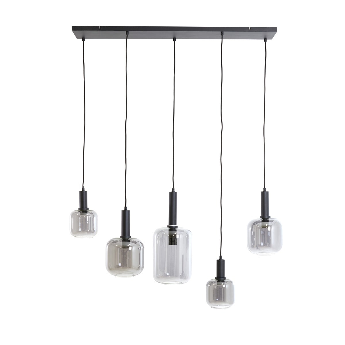 Lekar 5 Light Pendant Light - Black & Smoked Glass