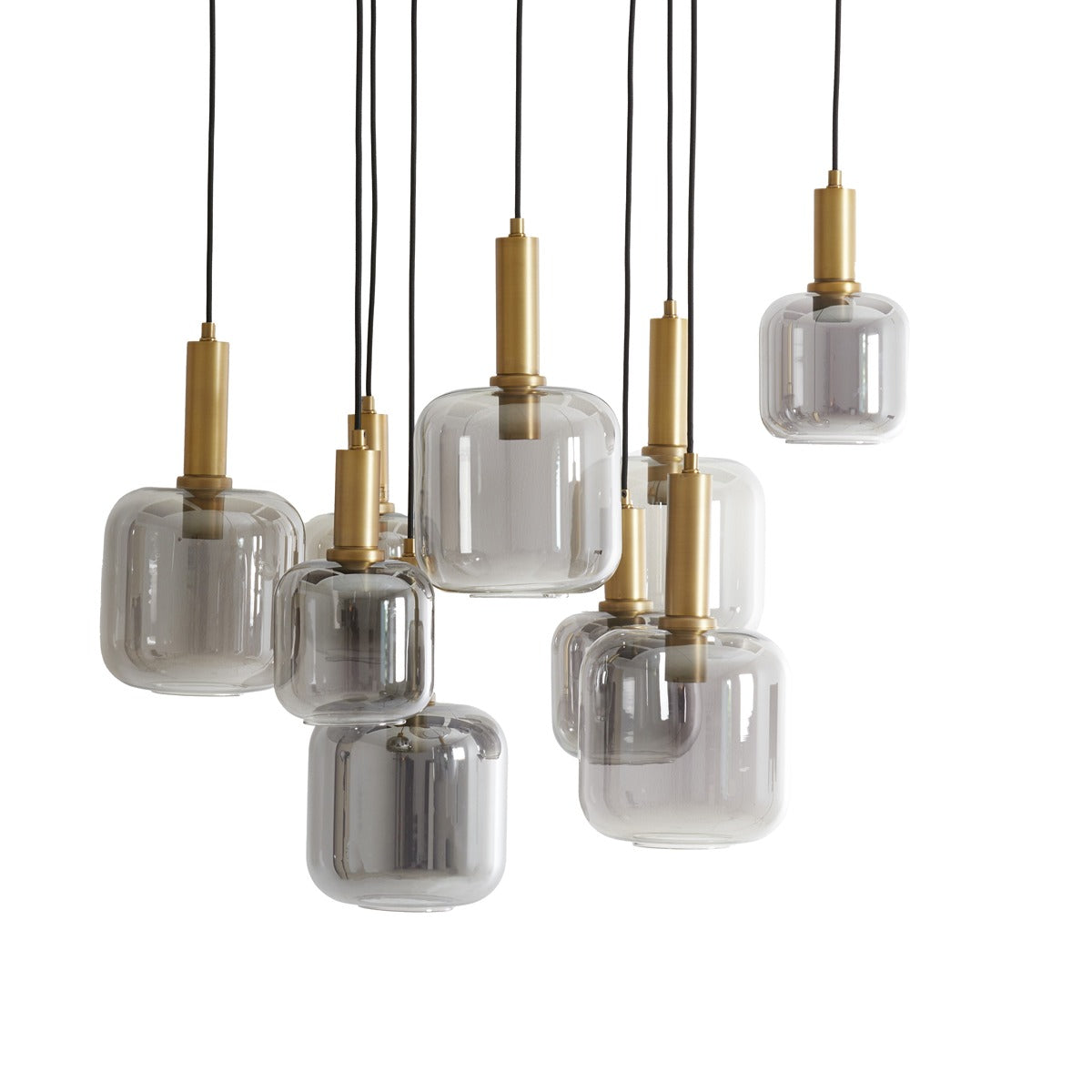 Lekar 9 Pendant Light - Antique Bronze & Smoked Glass