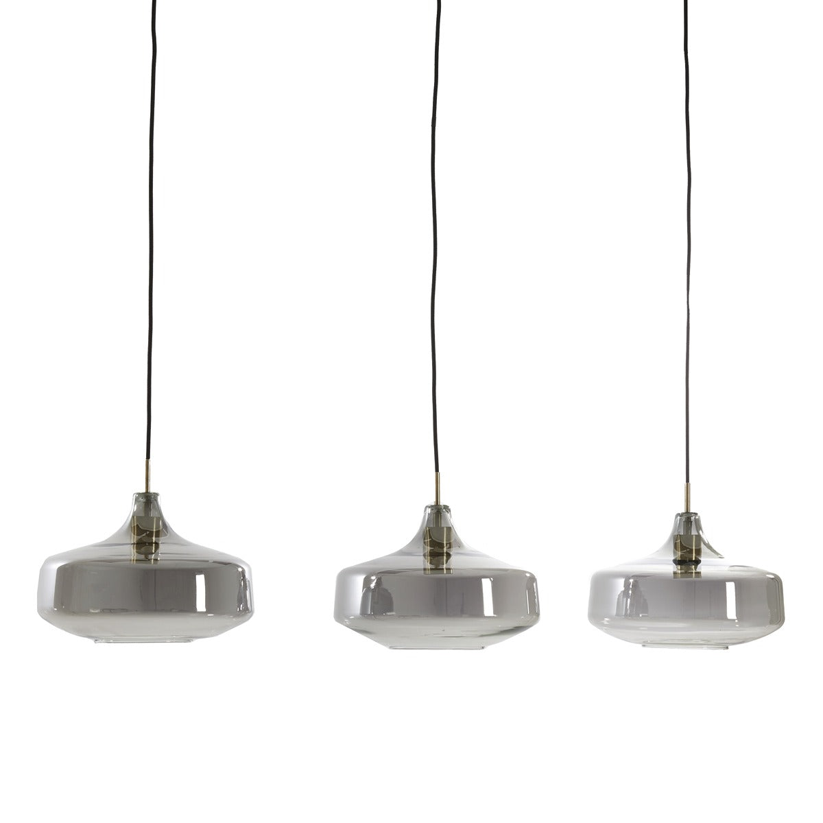 Solna 3 Light Pendant Light - Antique Bronze & Smoked Glass