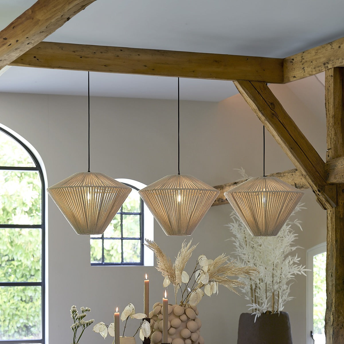 Felida 3 Light Pendant Light - Cream