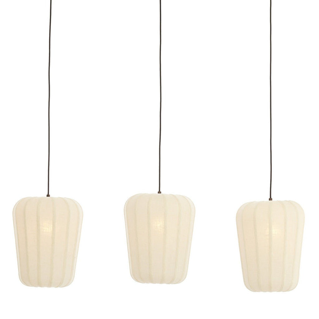 Bibury 3 Light Wooden Pendant Light - White
