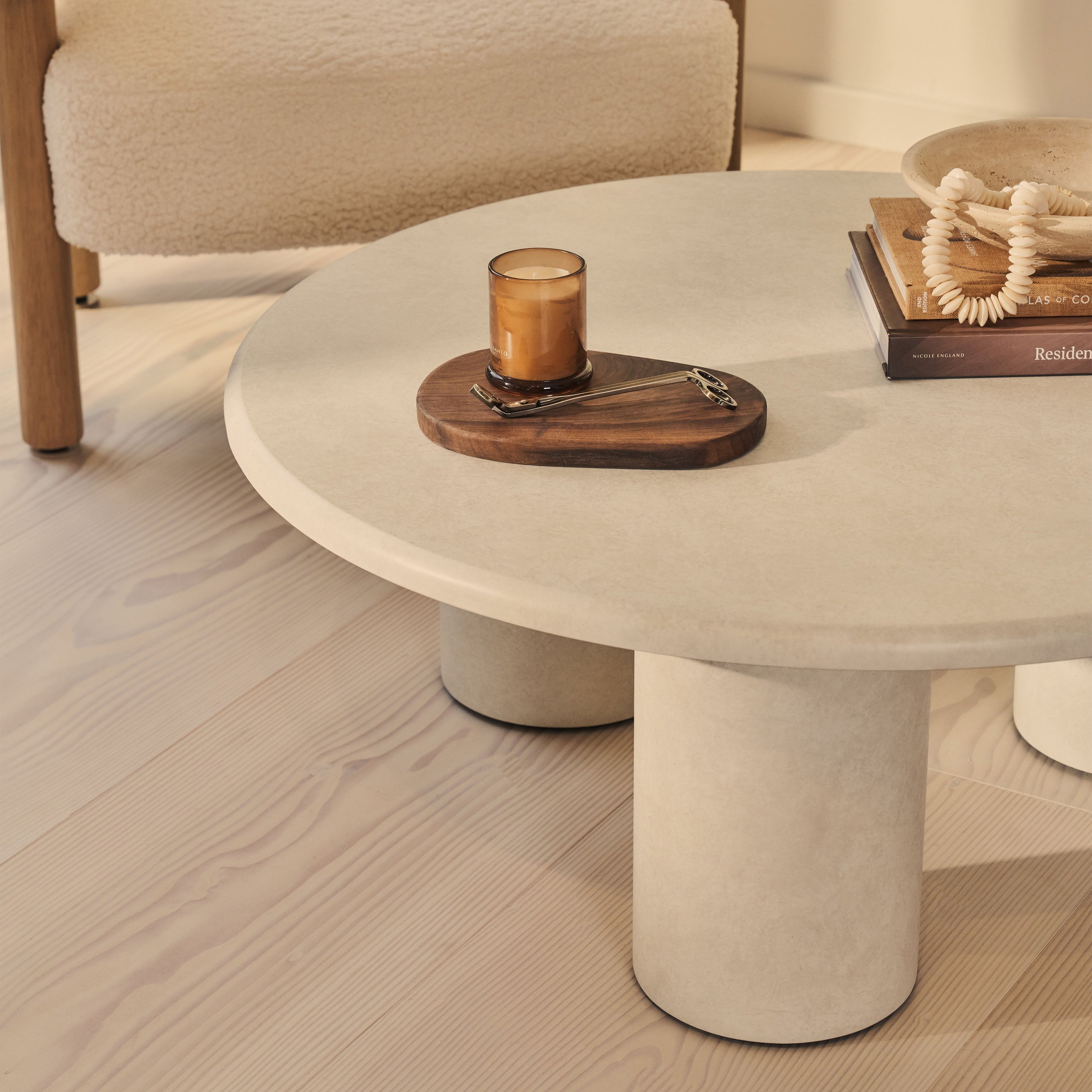 Alina - Concrete Round Large Wooden Coffee Table