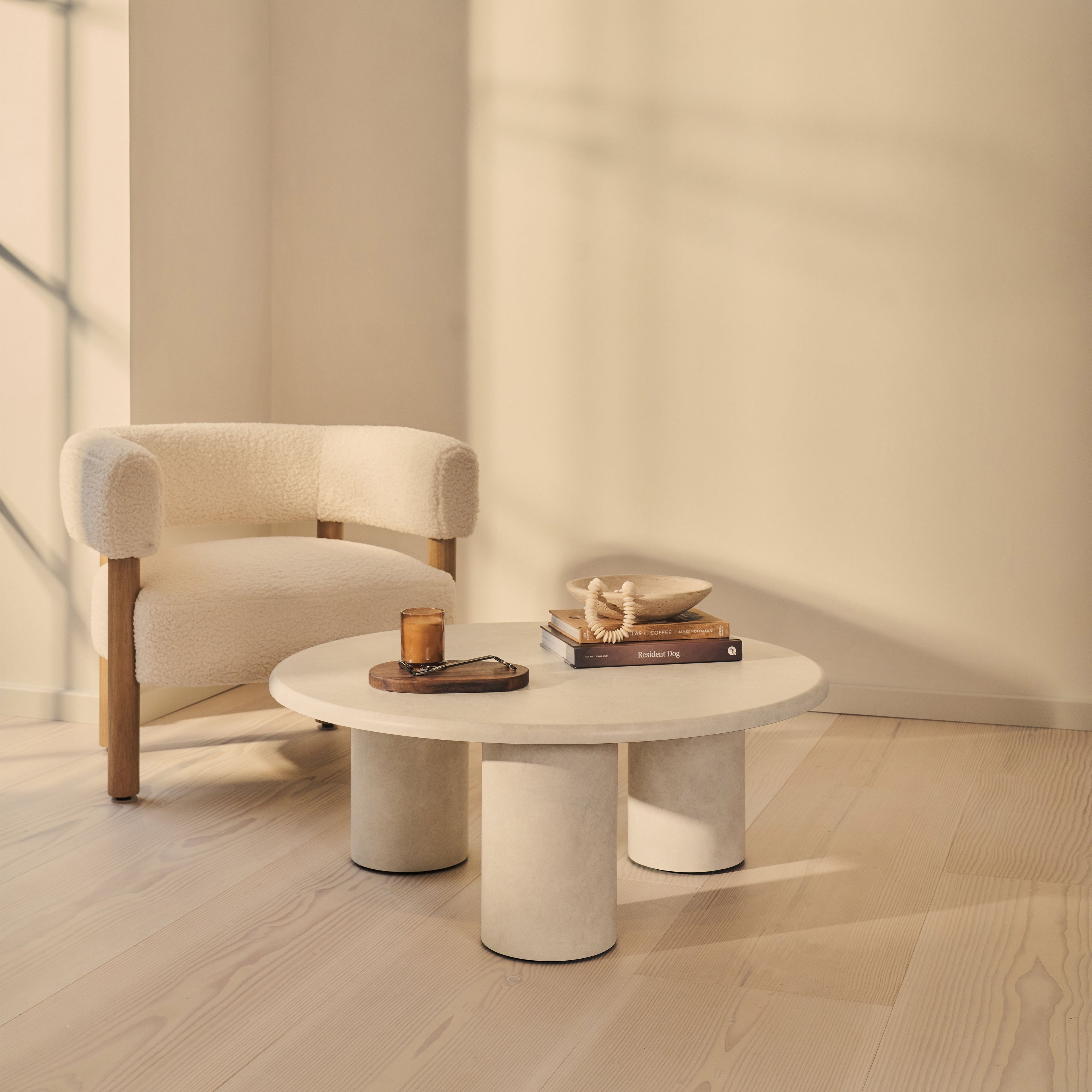 Alina - Concrete Round Large Wooden Coffee Table