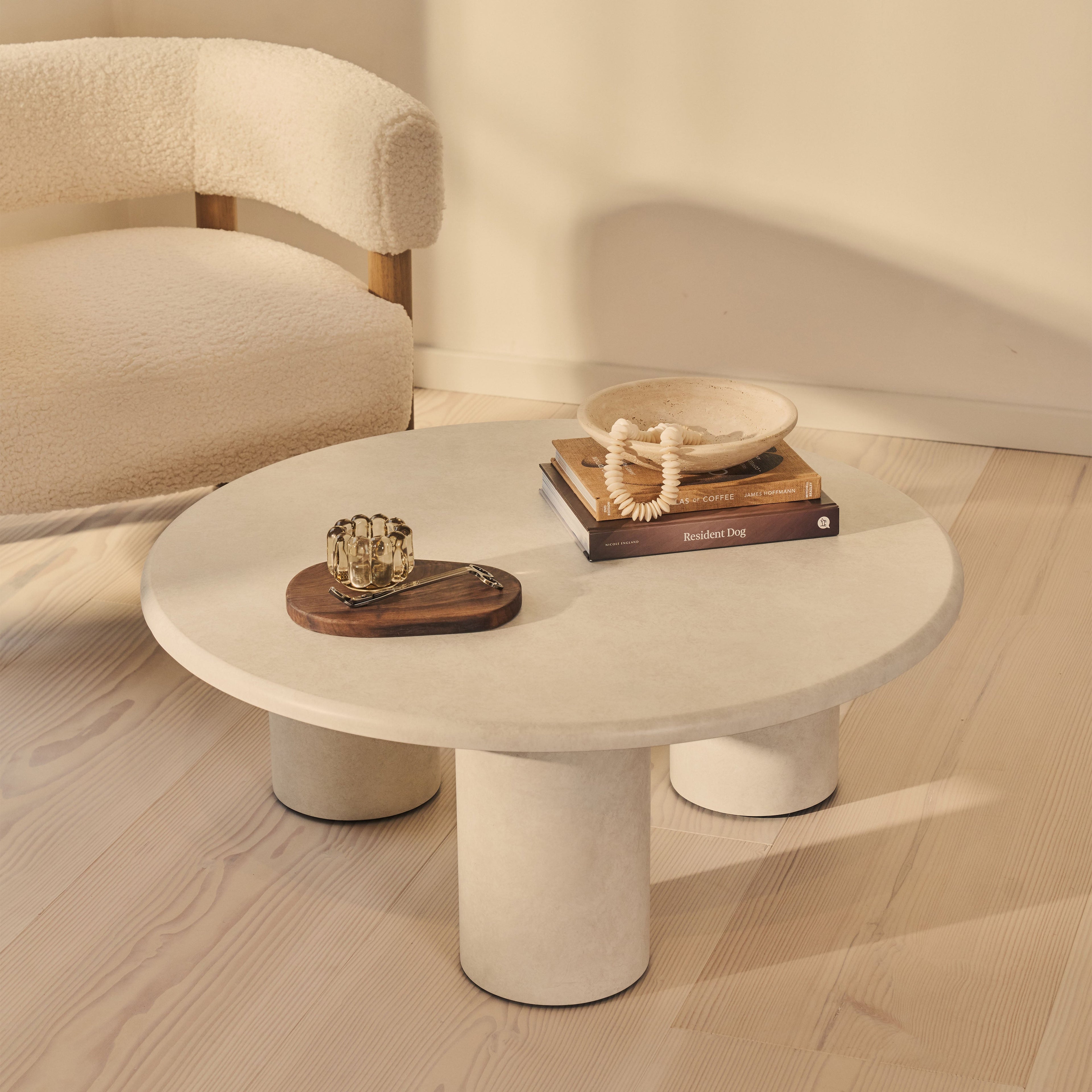 Alina - Concrete Round Large Wooden Coffee Table