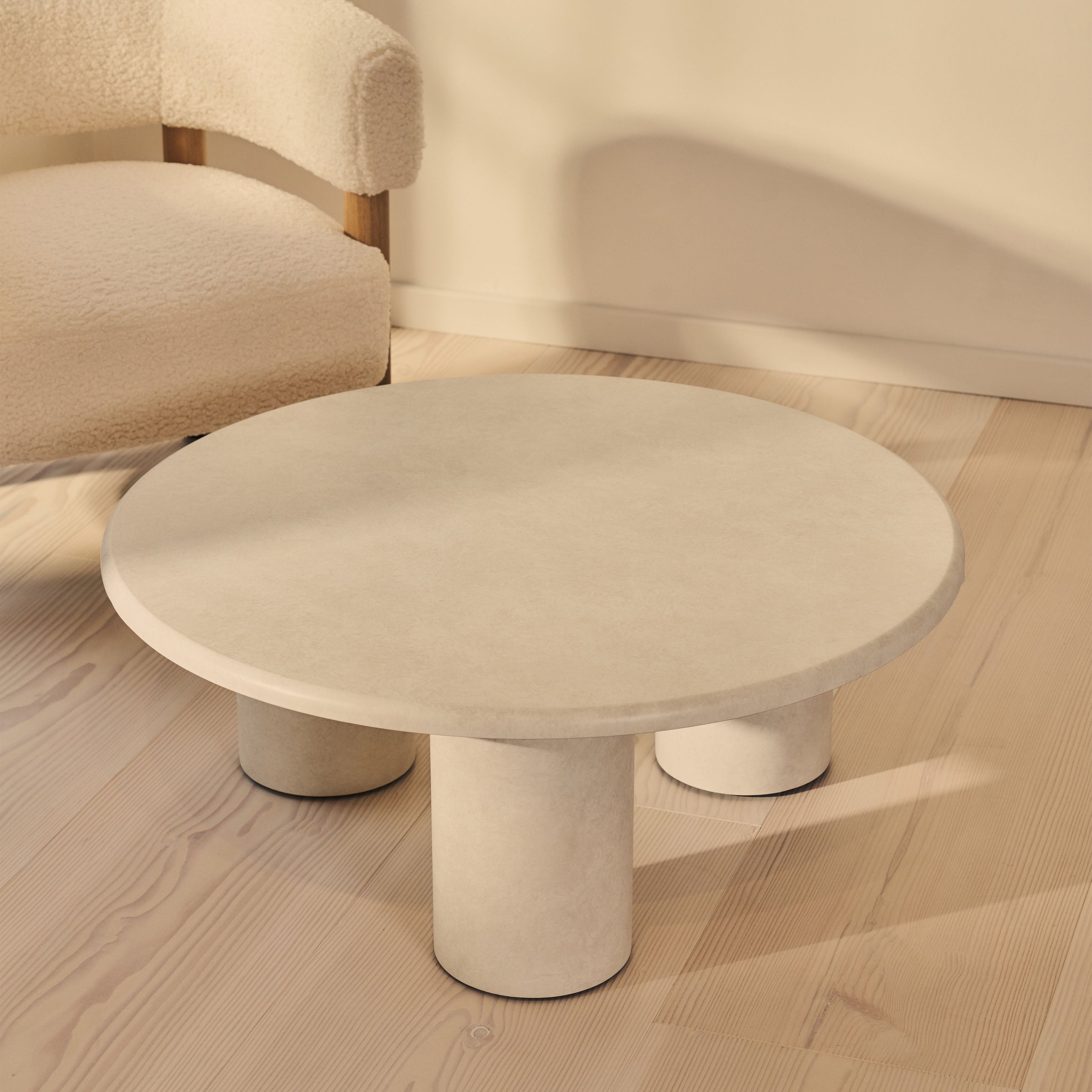 Alina - Concrete Round Large Wooden Coffee Table
