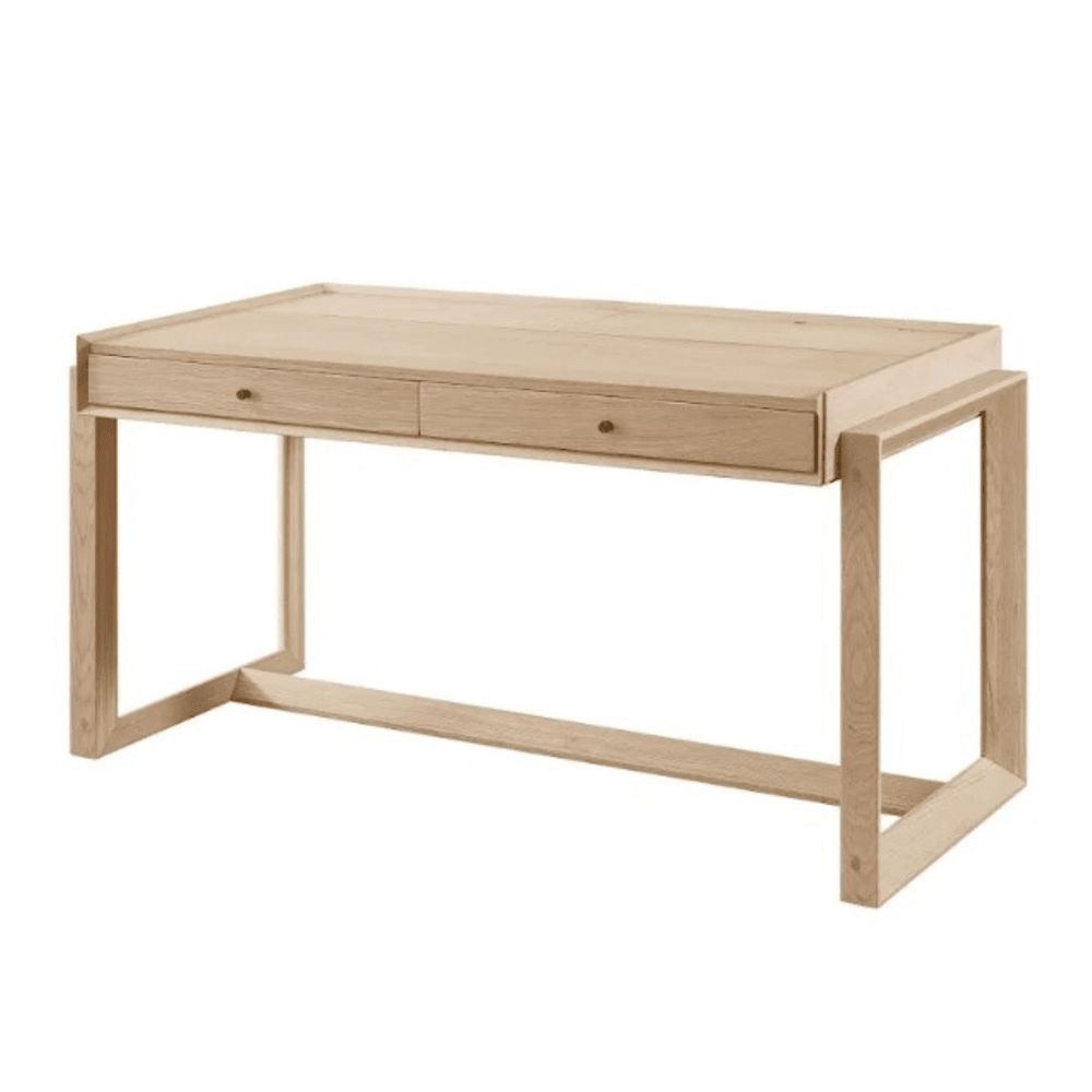 Offset Solid Oak Desk - Oak