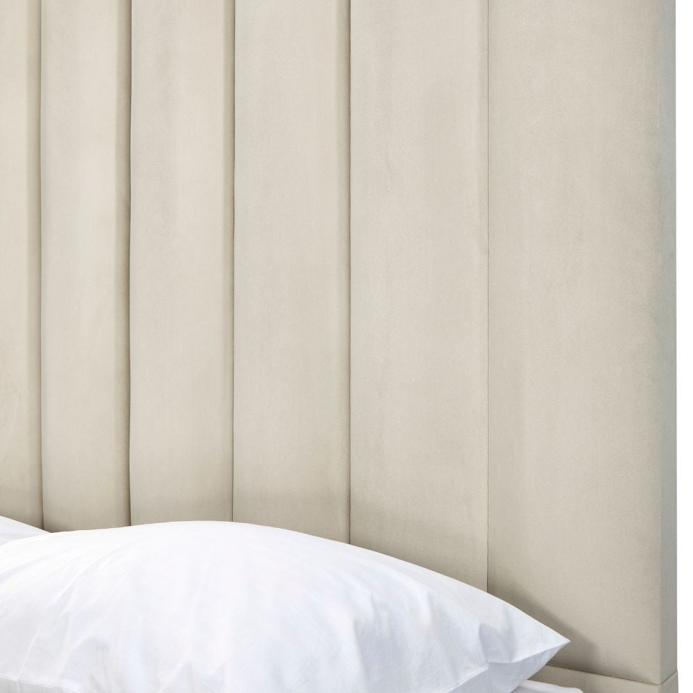 Piper Luxury Panelled Upholstered Bed - Cream