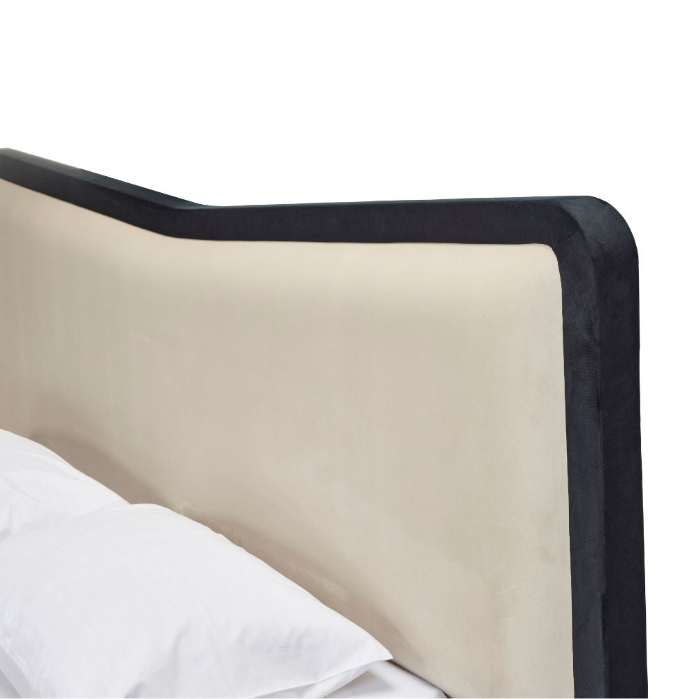 Sienna Luxury Upholstered Bed - Cream & Ebony