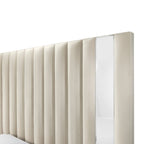 Piper Luxury Mirror Panelled Upholstered Bed - Cream
