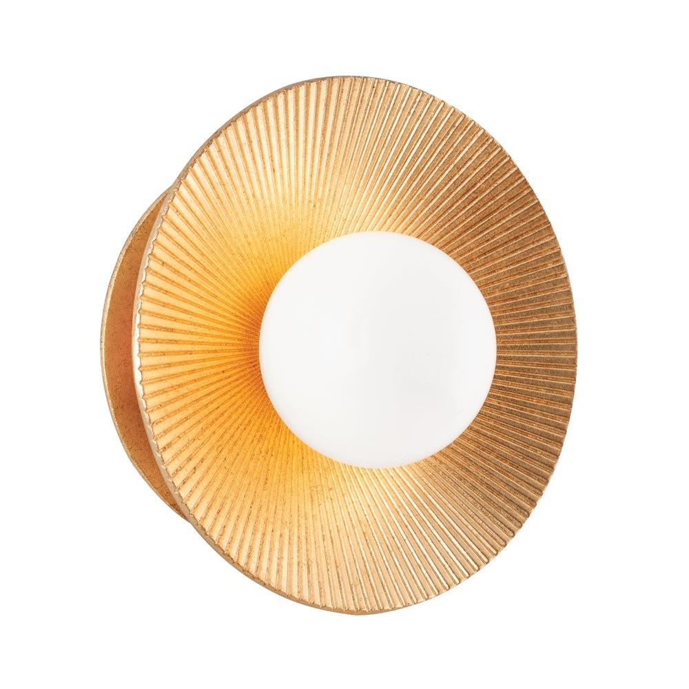 1 Light Round Wall Sconce - Vintage Gold Leaf