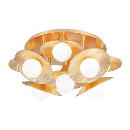 9 Light Semi Flush - Vintage Gold Leaf