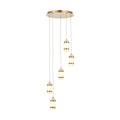 Alondra LED Multi Drop Pendant Light - Gold Metal & White Glass