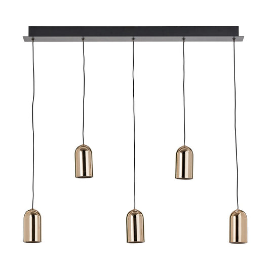 Xena Metal 5 Drop LED Pendant Light - Black & Rose Gold
