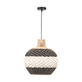 Rowan Natural Rattan Woven Pendant Light - Black & White