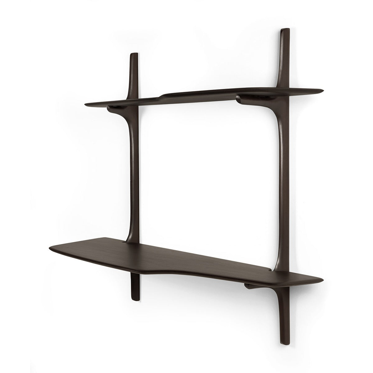 Pi Wall Mounted Desk - Dark Brown Varnished Mahogany