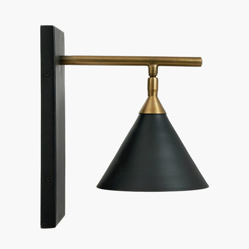 Netty Wall Lamp - Matt Black & Antique Brass