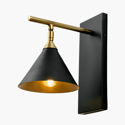 Netty Wall Lamp - Matt Black & Antique Brass