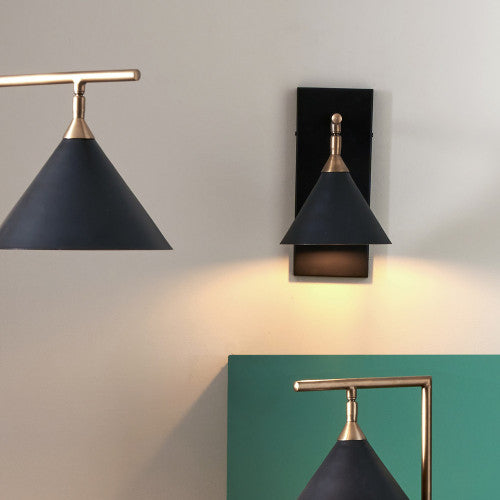 Netty Wall Lamp - Matt Black & Antique Brass