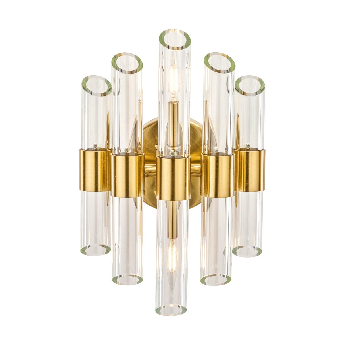 Brielle 2 Light Wall Light - Clear Glass & Antique Brass