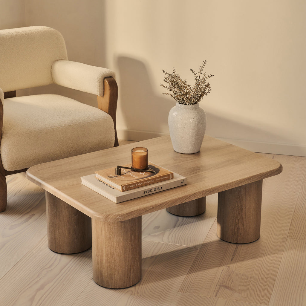 Alina - Washed Wood Rectangular Large Wooden Coffee Table