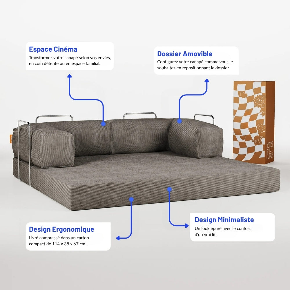 Nubo Compressed Grey Sofa - Compact Modern Design