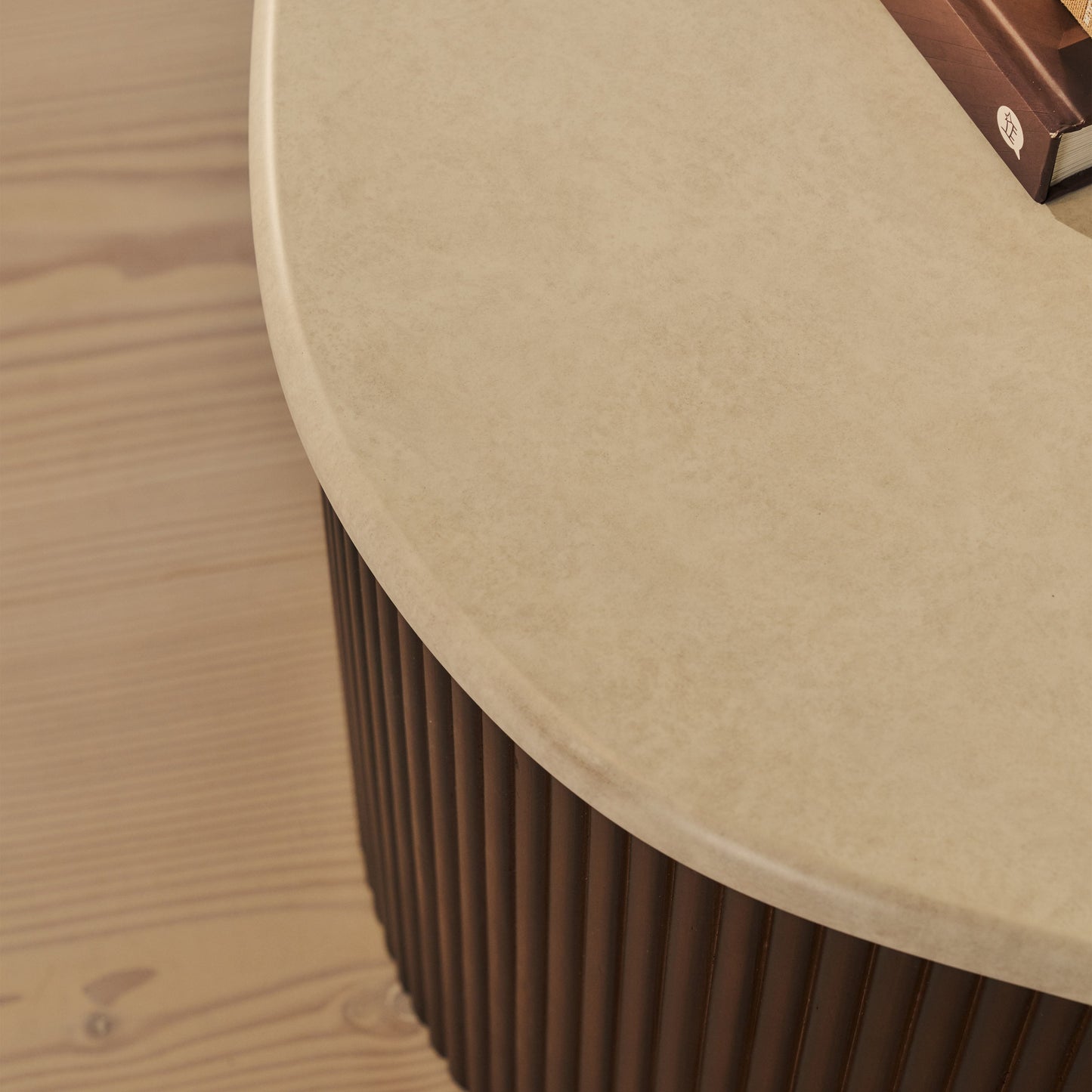 Cove - Dark Wood Ribbed Irregular Coffee Table