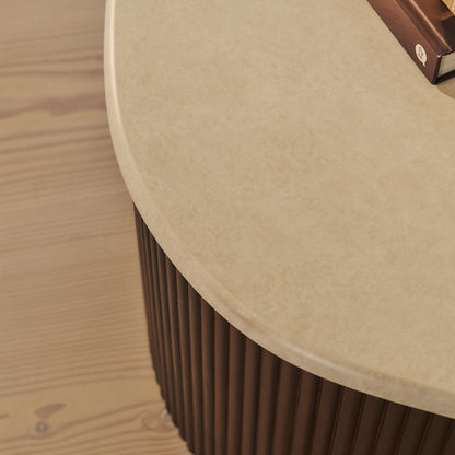 Cove - Dark Wood Ribbed Irregular Coffee Table