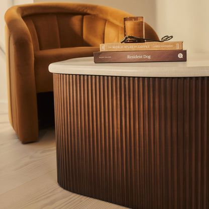 Cove - Dark Wood Ribbed Irregular Coffee Table