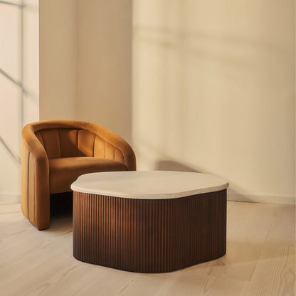 Cove - Dark Wood Ribbed Irregular Coffee Table