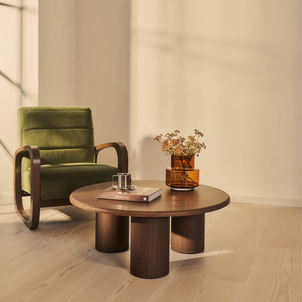 Alina - Dark Wood Round Large Wooden Coffee Table