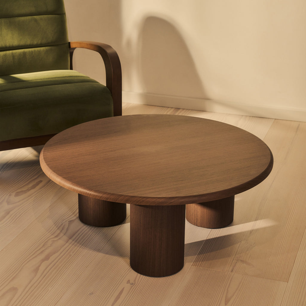 Alina - Dark Wood Round Large Wooden Coffee Table